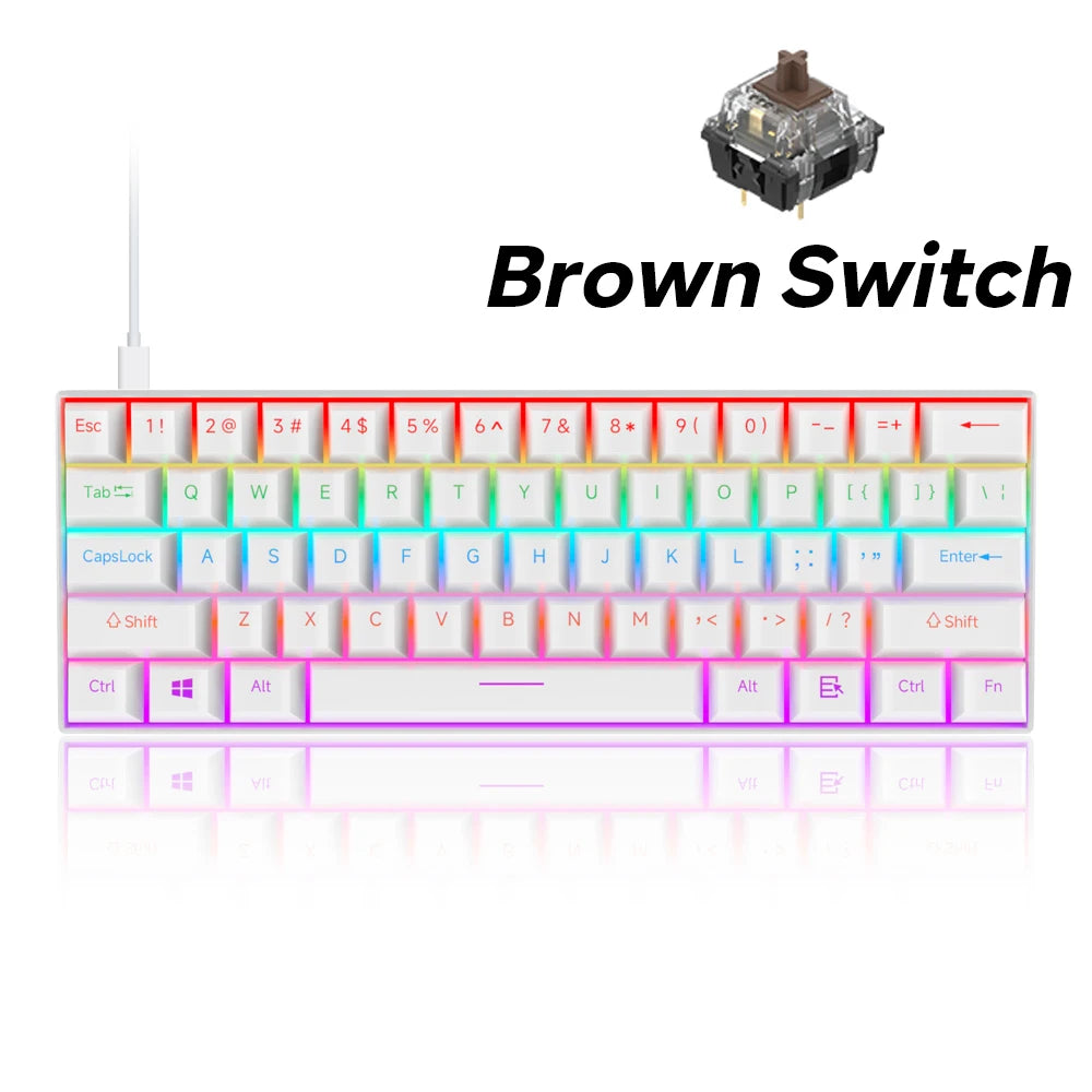 CASEPOKE Mechanical Keyboard 61 Keys Blue Switch Red Switch Brown Switch Hot Swap Keyboard Office Accessories Gaming Keyboard