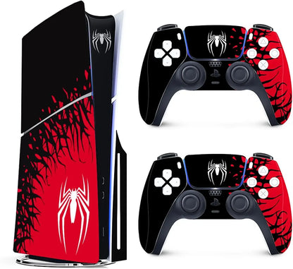 Vinyl Cover Skins for Playstation 5 Slim Console Superhero Skin Wraps Set for PS5 Disc Edition Controller Stickers Accessories