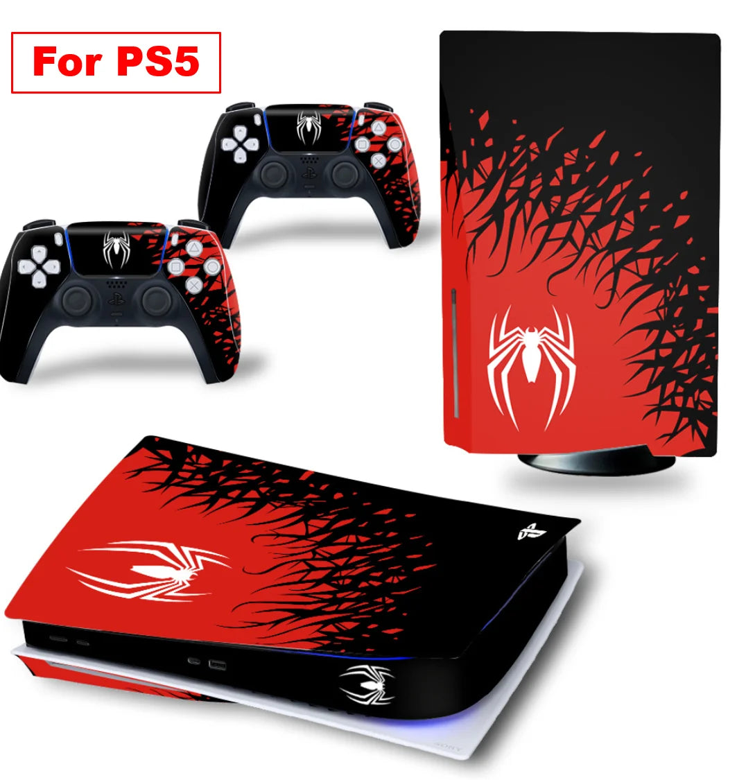 Vinyl Cover Skins for Playstation 5 Slim Console Superhero Skin Wraps Set for PS5 Disc Edition Controller Stickers Accessories