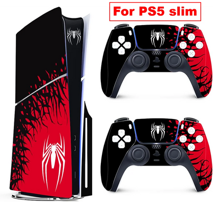 Vinyl Cover Skins for Playstation 5 Slim Console Superhero Skin Wraps Set for PS5 Disc Edition Controller Stickers Accessories