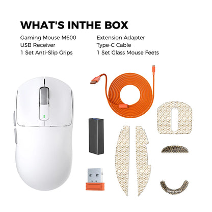 Kysona M600 PAW3395 White Wireless Gaming Esports Mouse 55g 26000DPI 6 Buttons Optical