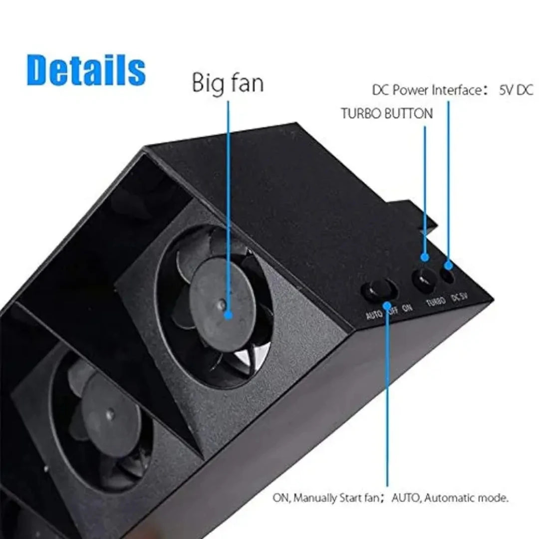 Cooling Fan For Playstation 4 USB External Cooler 5 Fans Turbo Temperature Control Cooling Fans For PS4 Gaming Console